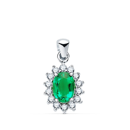 Pendentif émeraude & diamants , Or blanc 18K - PARADOXE