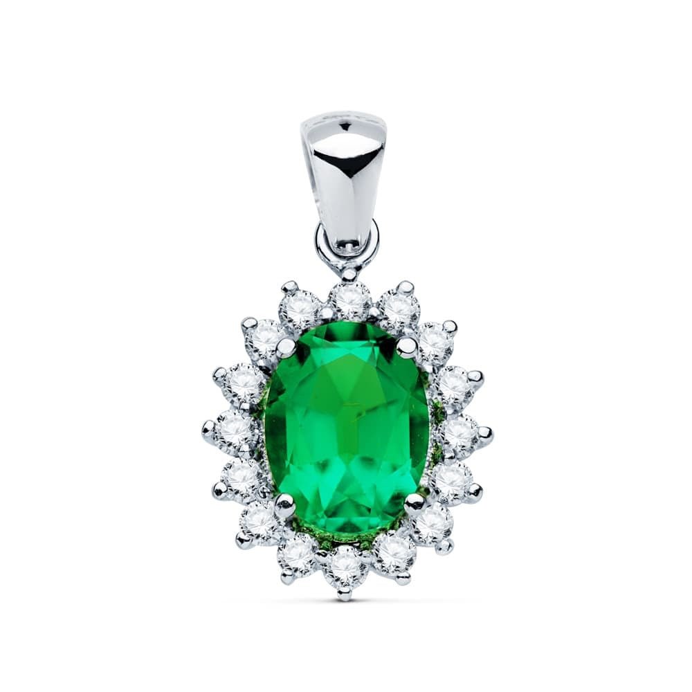 Pendentif émeraude & diamants , Or blanc 18K - PARADOXE