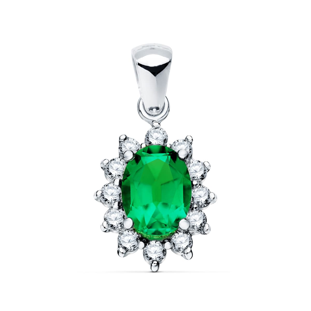 Pendentif émeraude & diamants , Or blanc 18K - PARADOXE