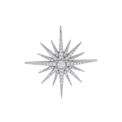 Pendentif étoile 16 branches pavée zirconium, Argent 925 Rhodié - PARADOXE
