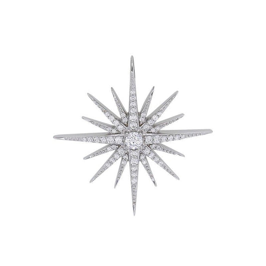 Pendentif étoile 16 branches pavée zirconium, Argent 925 Rhodié - PARADOXE
