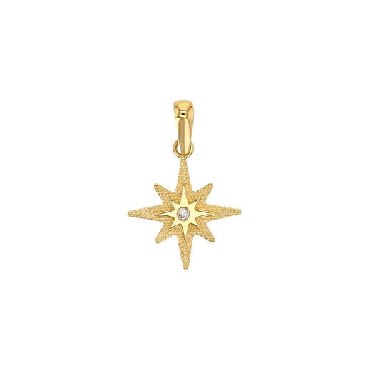 Pendentif étoile polaire ornée d'un zirconium, Or 18k - PARADOXE