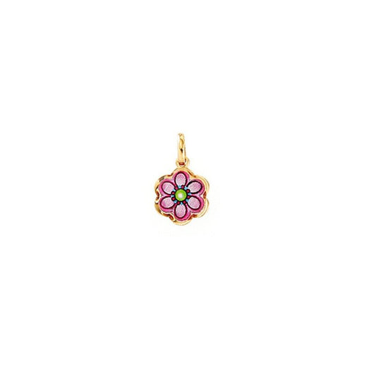 Pendentif fleur émaillée, Or 18K - PARADOXE