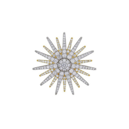 Pendentif grand soleil pavé d'oxydes, Argent 925 Rhodié et Doré - PARADOXE