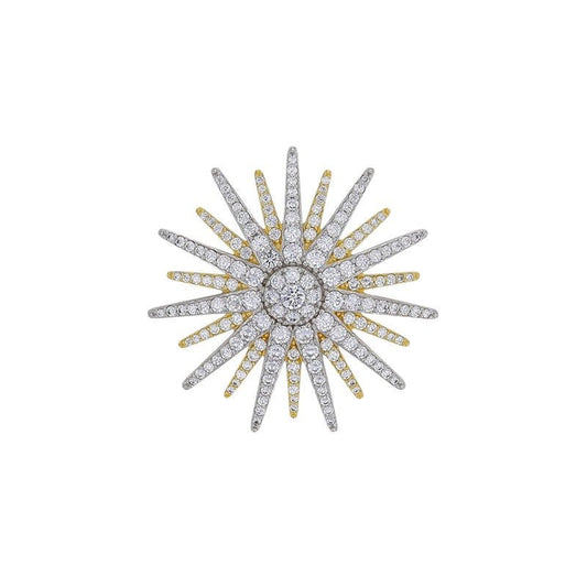 Pendentif grand soleil pavé d'oxydes, Argent 925 Rhodié et Doré - PARADOXE