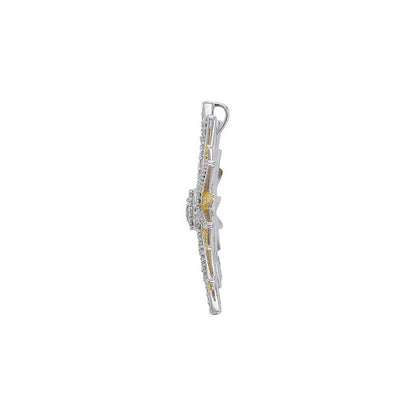 Pendentif grand soleil pavé d'oxydes, Argent 925 Rhodié et Doré - PARADOXE