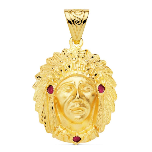 Pendentif indien zirconium rouge , OR 18K - PARADOXE