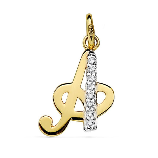 Pendentif lettre A zirconium , Or 18K - PARADOXE