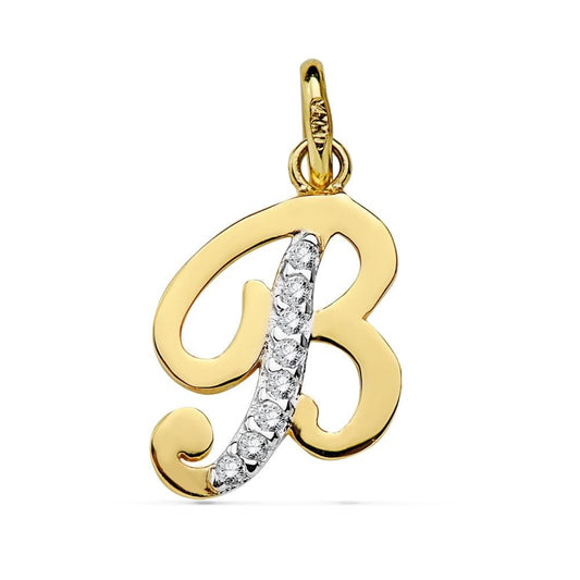 Pendentif lettre B zirconium , Or 18K - PARADOXE