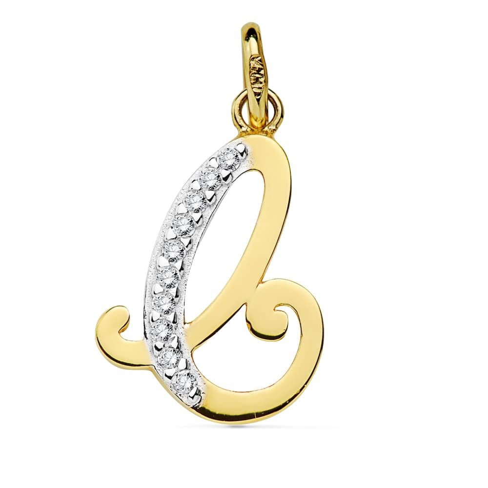 Pendentif lettre C zirconium , Or 18K - PARADOXE