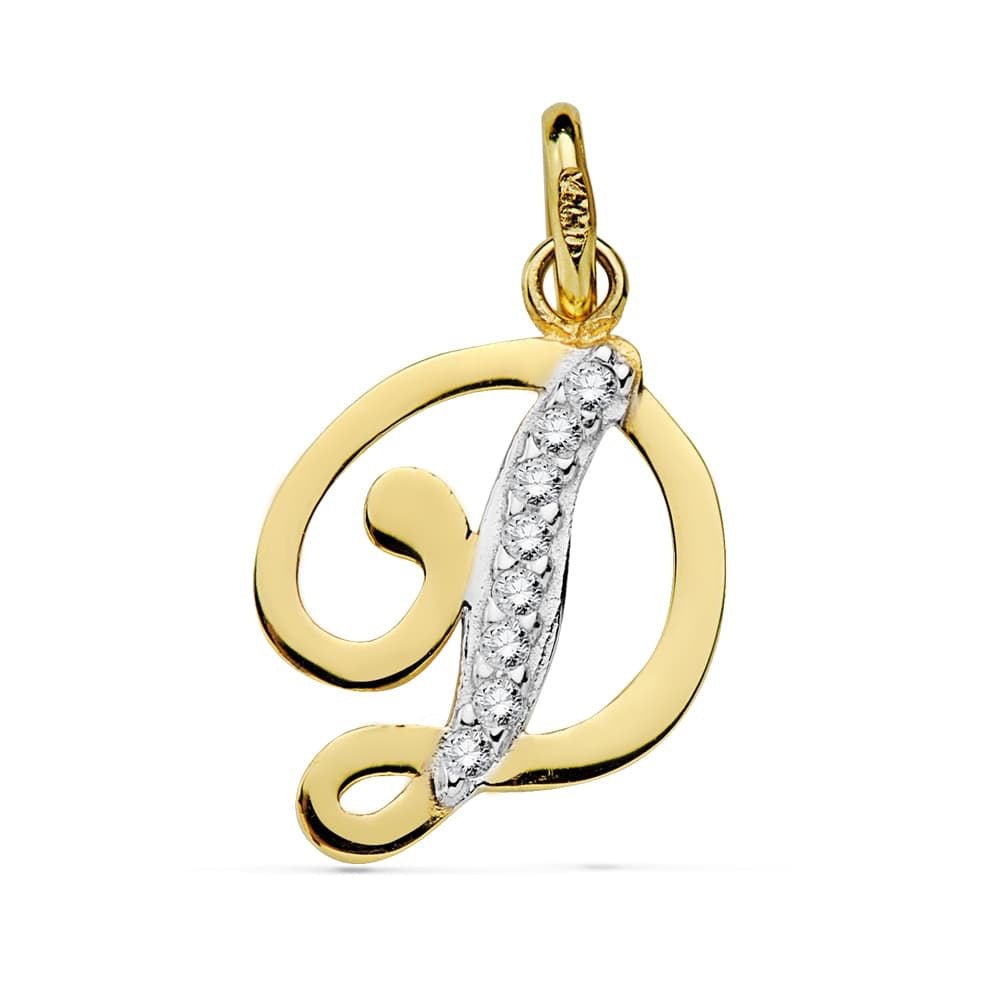 Pendentif lettre D zirconium , Or 18K - PARADOXE