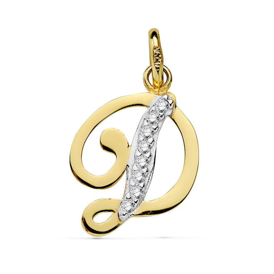 Pendentif lettre D zirconium , Or 18K - PARADOXE