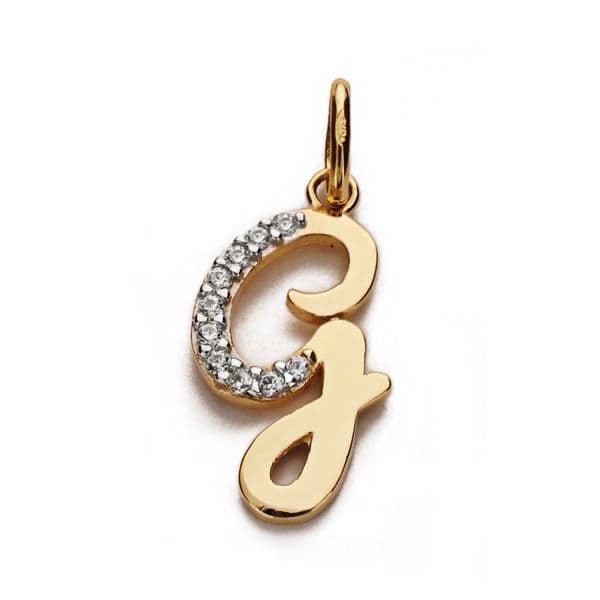Pendentif lettre G zirconium , Or 18K - PARADOXE