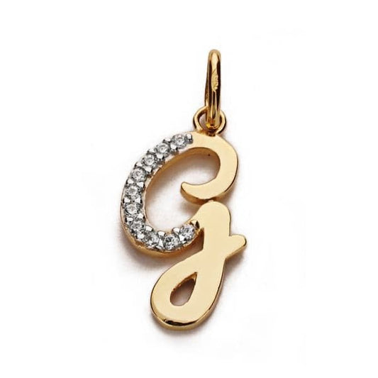 Pendentif lettre G zirconium , Or 18K - PARADOXE