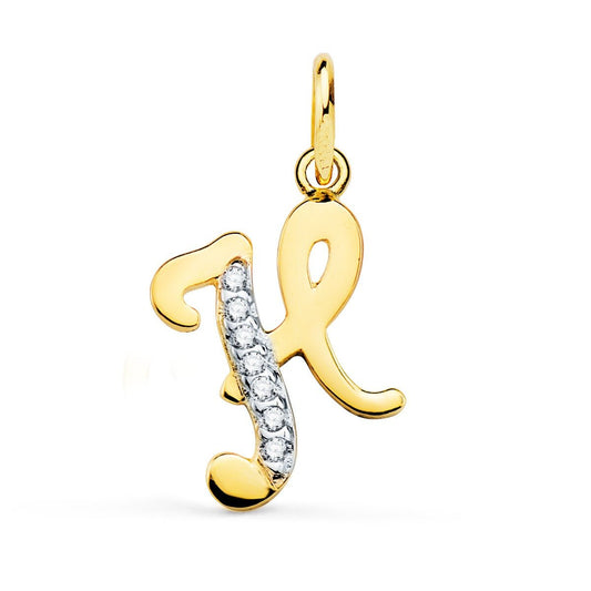 Pendentif lettre H zirconium , Or 18K - PARADOXE