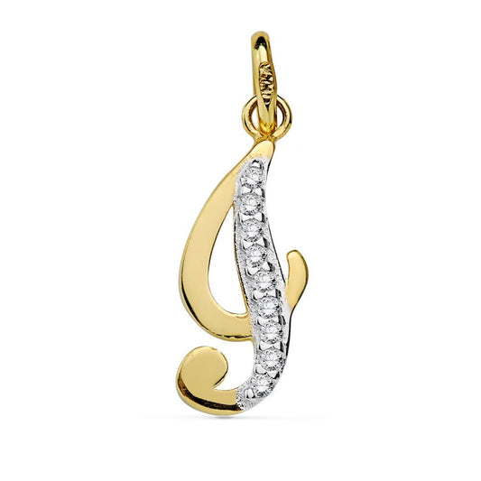 Pendentif lettre I zirconium , Or 18K - PARADOXE