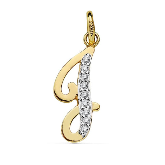 Pendentif lettre J zirconium , Or 18K - PARADOXE