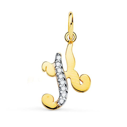 Pendentif lettre K zirconium , Or 18K - PARADOXE
