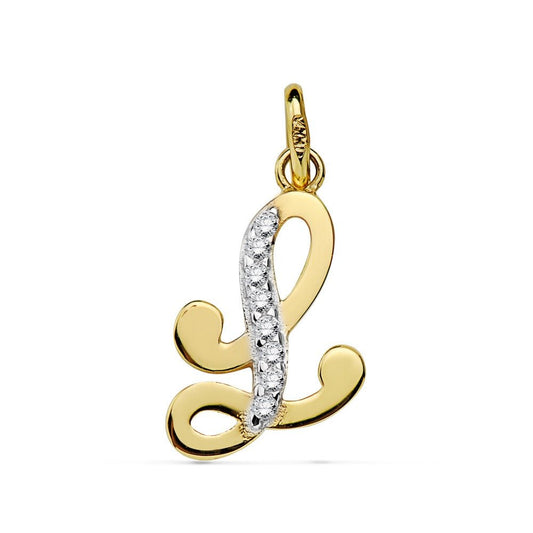 Pendentif lettre L zirconium , Or 18K - PARADOXE