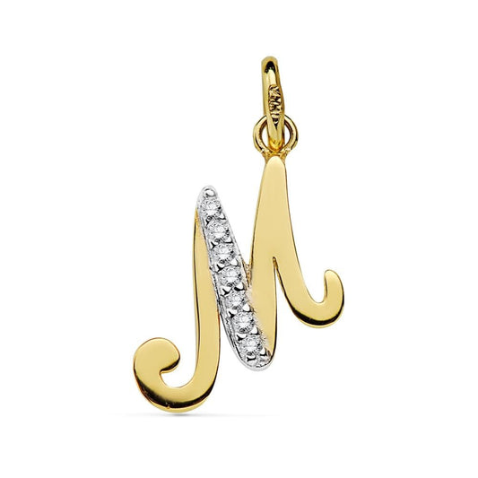 Pendentif lettre M zirconium , Or 18K - PARADOXE