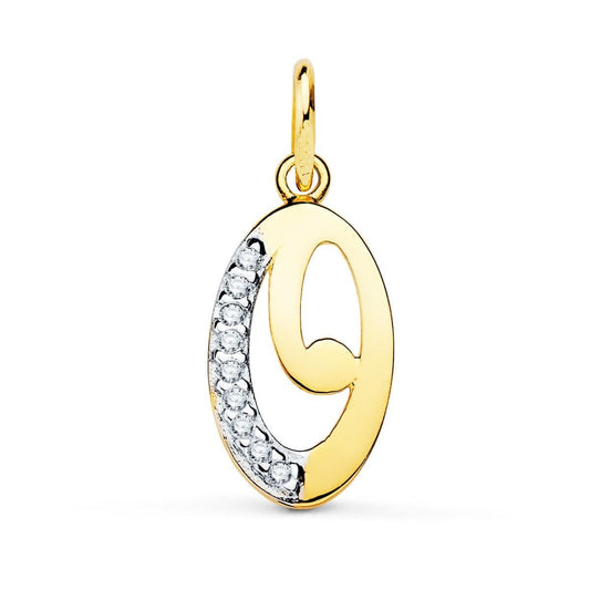 Pendentif lettre O zirconium , Or 18K - PARADOXE