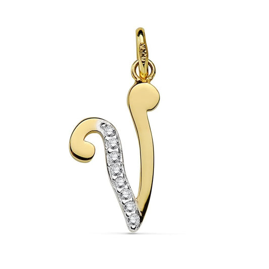 Pendentif lettre Y zirconium , Or 18K - PARADOXE