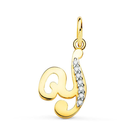 Pendentif lettre Y zirconium , Or 18K - PARADOXE