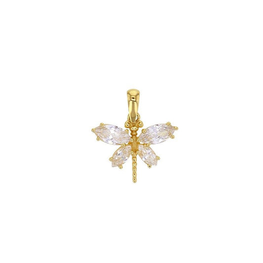 Pendentif libellule orné de zirconium , Or 18K - PARADOXE