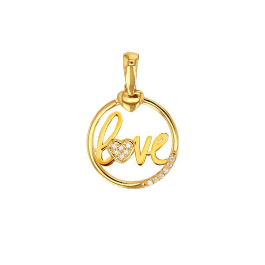 Pendentif love avec coeur pavé de zirconium , Or 18K - PARADOXE