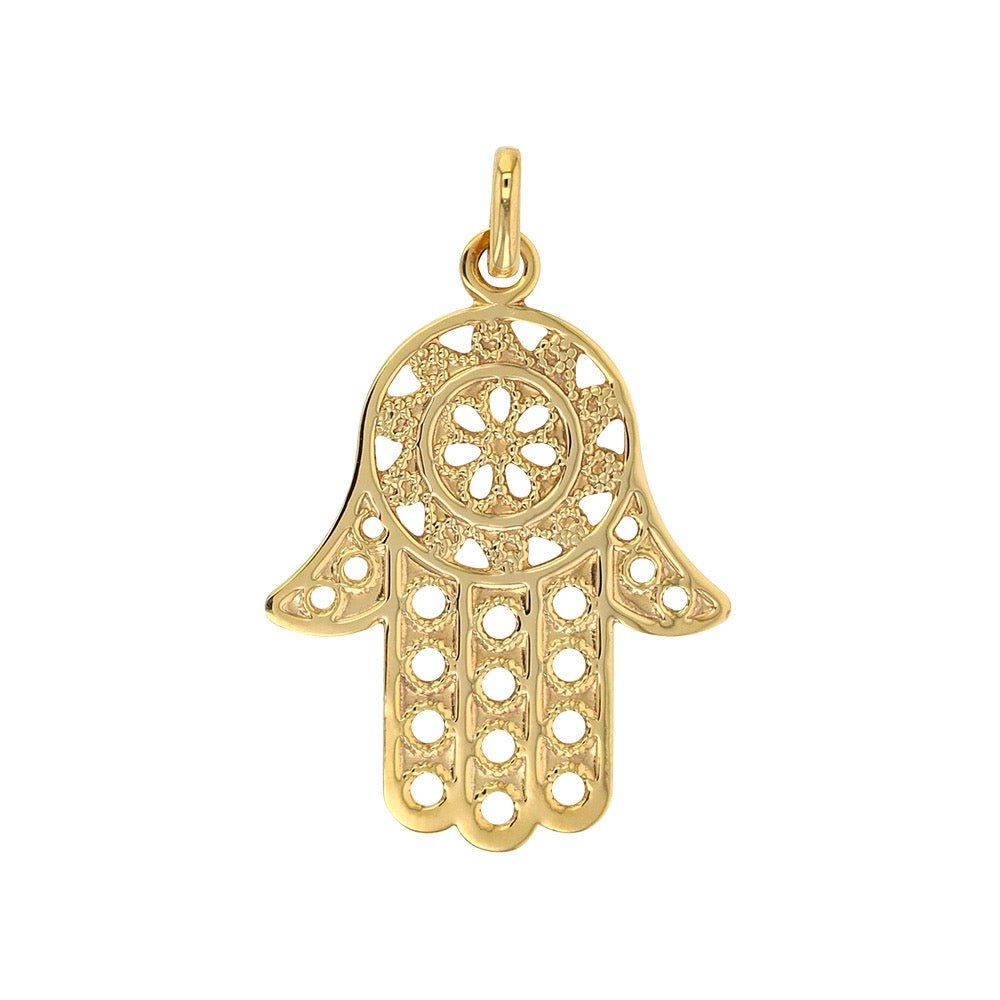 Pendentif Main de Fatma ajourée , Or 9K - PARADOXE