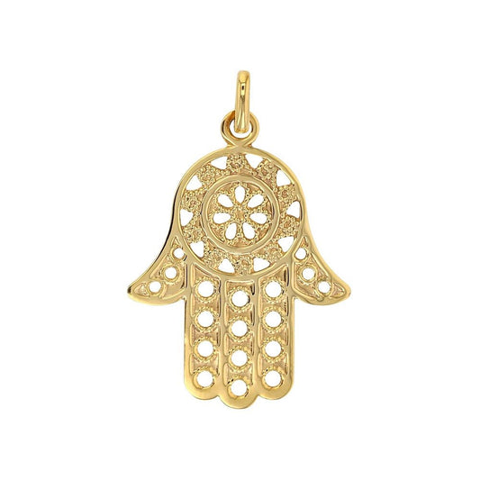 Pendentif Main de Fatma ajourée , Or 9K - PARADOXE