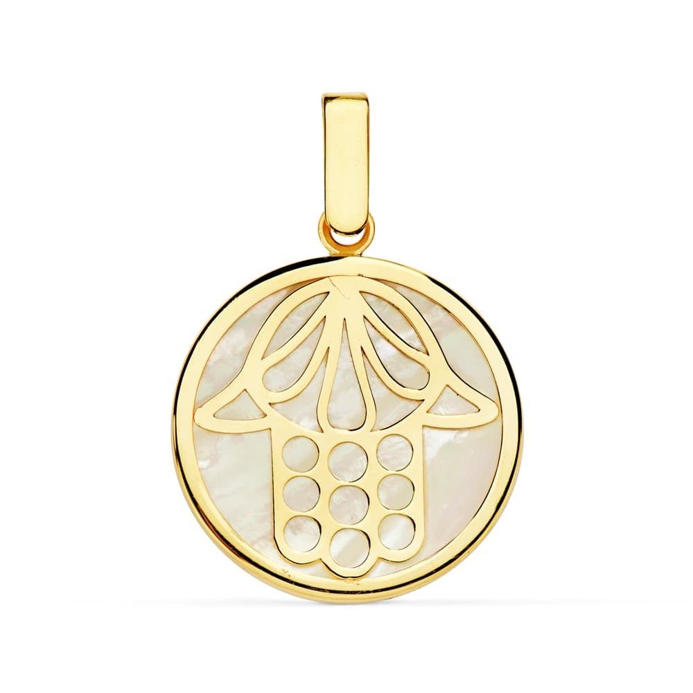 Pendentif main de fatma nacre , Or 18k - PARADOXE