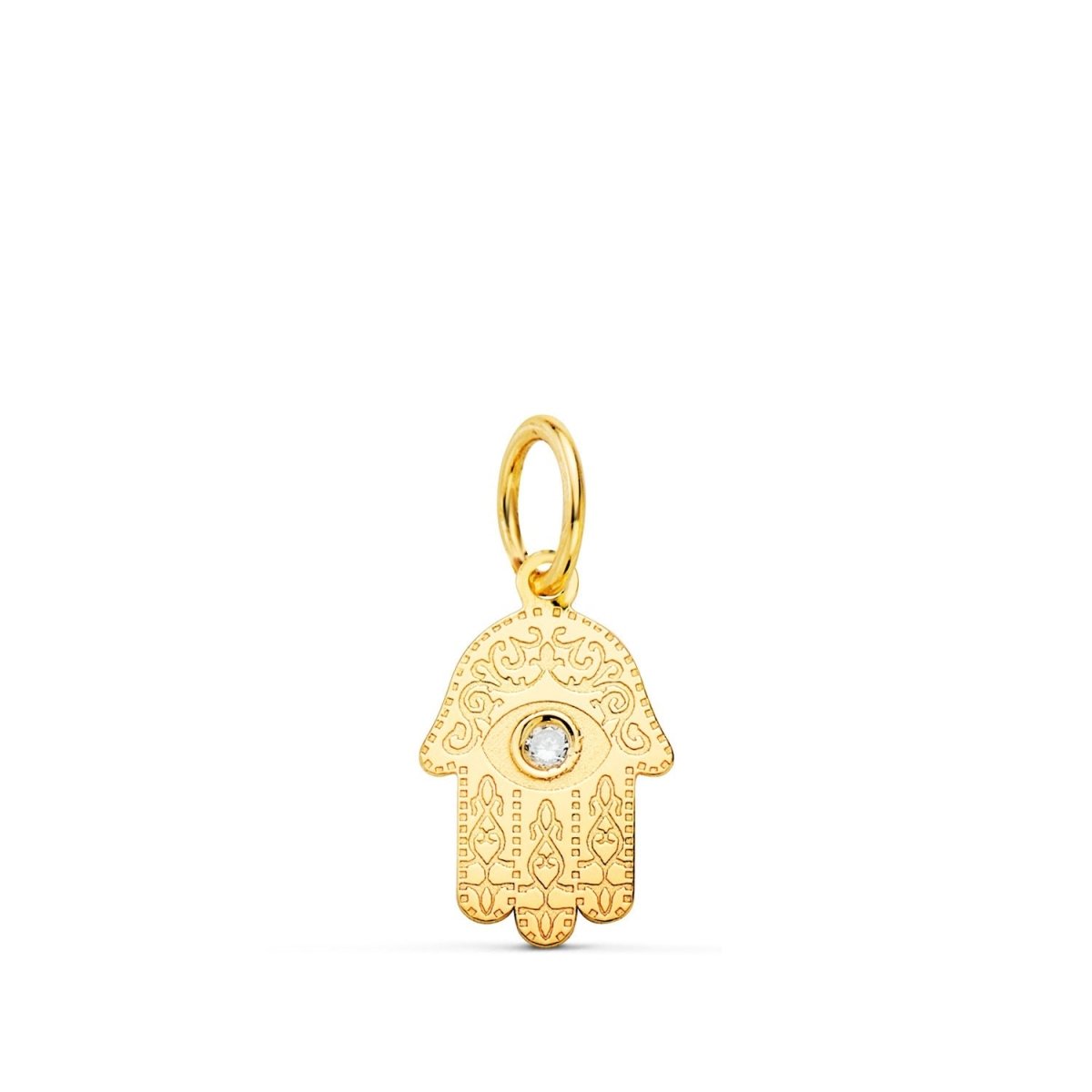 Pendentif main de fatma serti d'un zirconium , Or 18k - PARADOXE