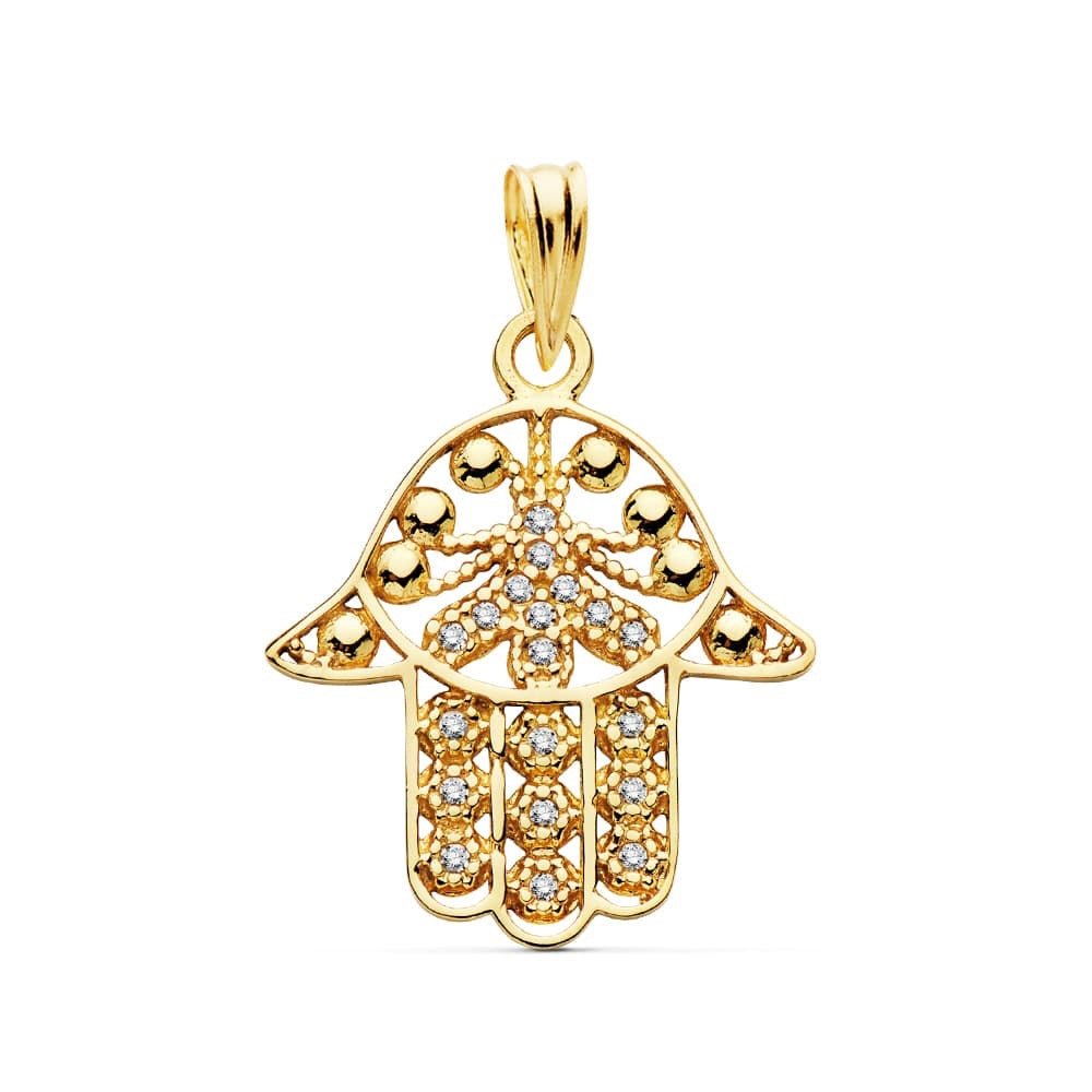 Pendentif main de fatman serti de zirconium , Or 18K - PARADOXE