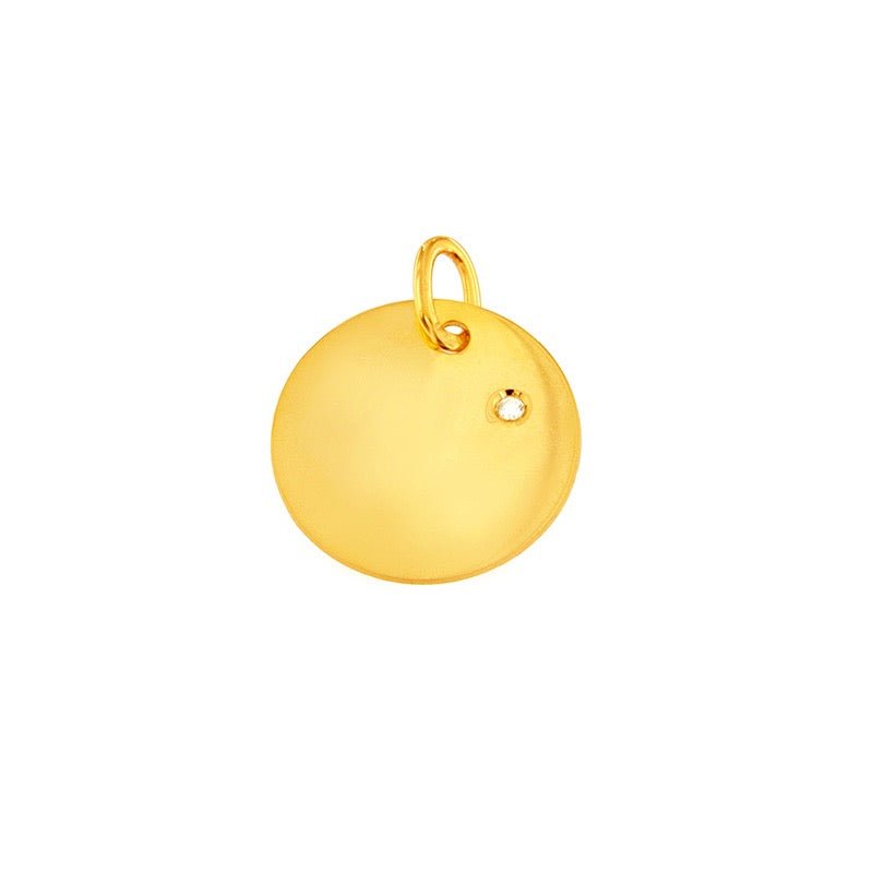 Pendentif Médaille ronde ornée d'un diamant 0,011ct HSI, Or 18K - PARADOXE