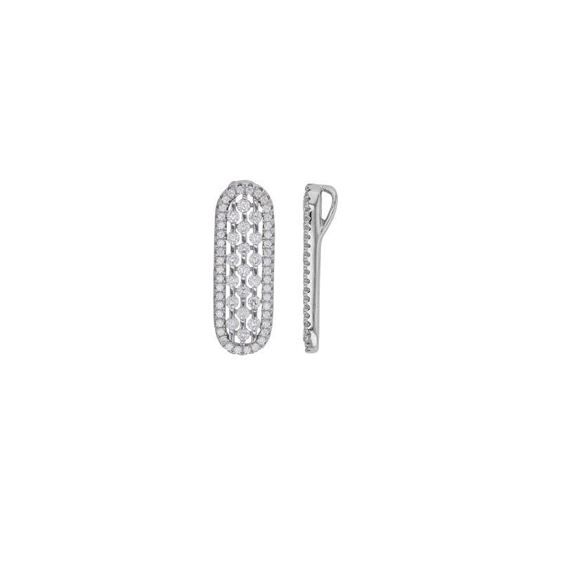 Pendentif ovale 3 rangs sertis de zirconium, argent 925 Rhodié - PARADOXE