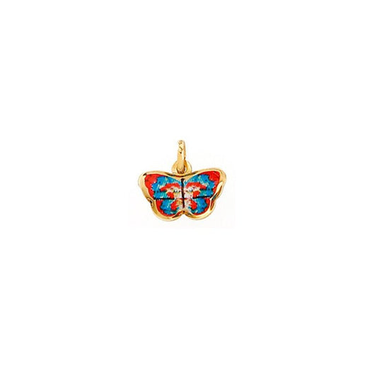 Pendentif papillon bicolore émaillé , Or 18k - PARADOXE