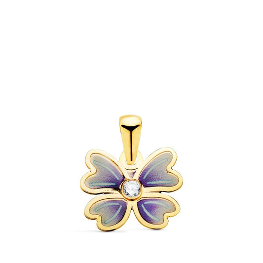 Pendentif papillon bleu serti d'un zirconium , Or 18k - PARADOXE