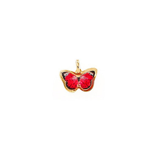 Pendentif papillon émail rouge , Or 18k - PARADOXE