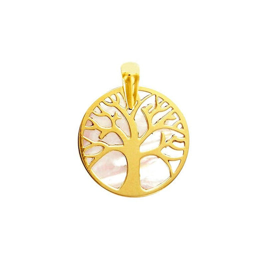 Pendentif rond Arbre de vie nacre , Or 18K - PARADOXE