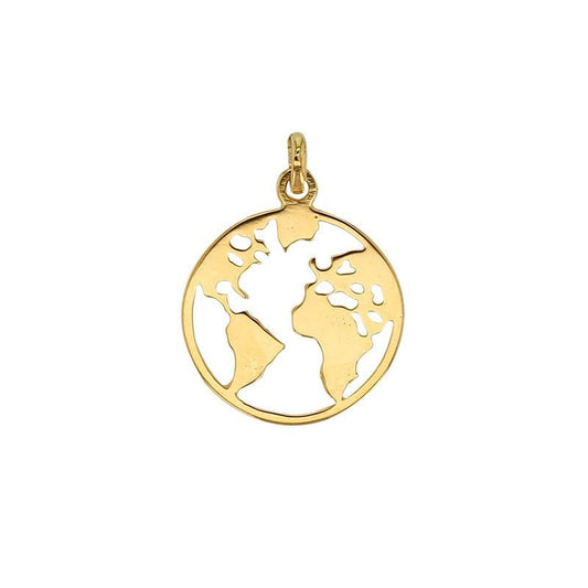 Pendentif rond carte du monde ajourée, Or 18k - PARADOXE