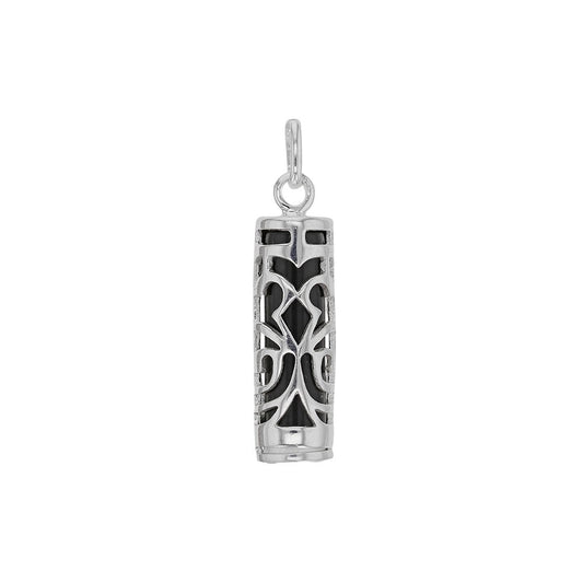 Pendentif Tiki onyx symbole force , Argent 925 - PARADOXE