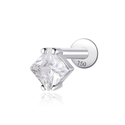 Piercing 1 zircon losange , OR BLANC 18K. - PARADOXE