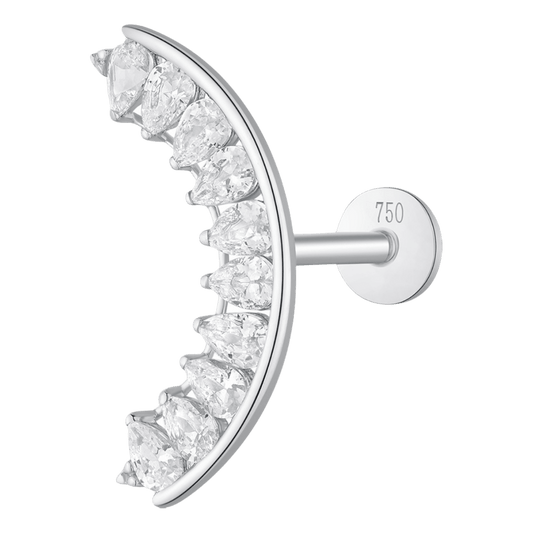 Piercing 10 zircon courbé , OR BLANC 18K - PARADOXE