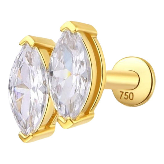 Piercing 2 zirconium rectangle , Or 18K - PARADOXE