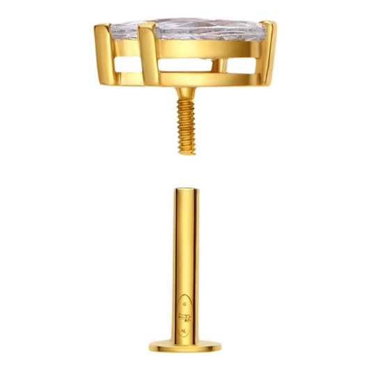 Piercing 2 zirconium rectangle , Or 18K - PARADOXE
