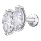Piercing oreille 2 zirconium rectangle en or blanc 18 carats