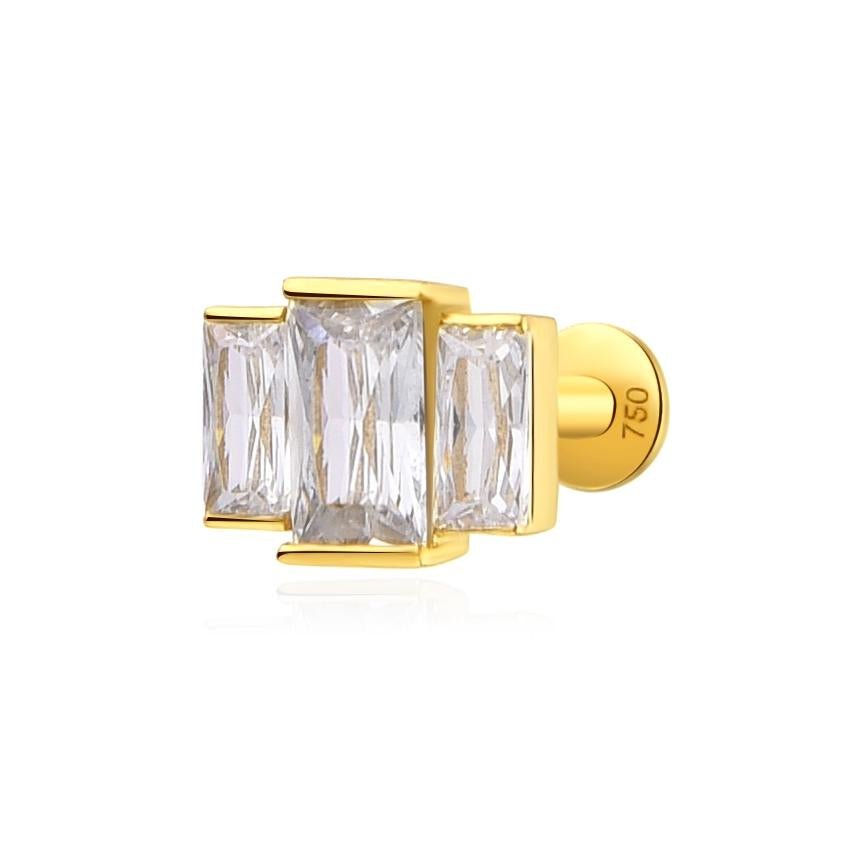Piercing 3 zircon rectangle , OR 18K - PARADOXE