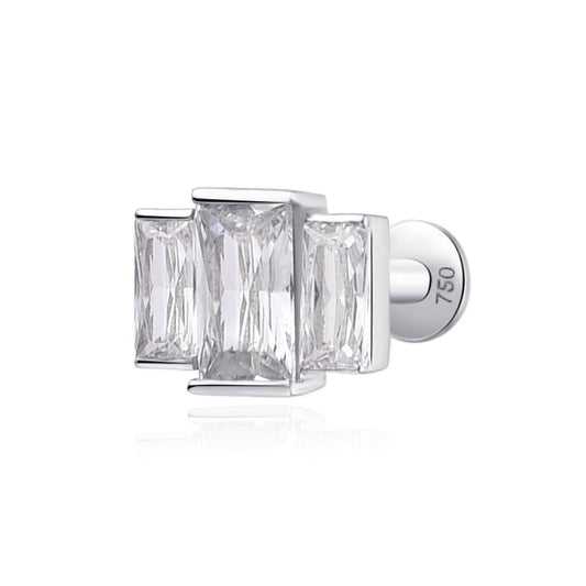 Piercing 3 zircon rectangle , OR BLANC 18K - PARADOXE