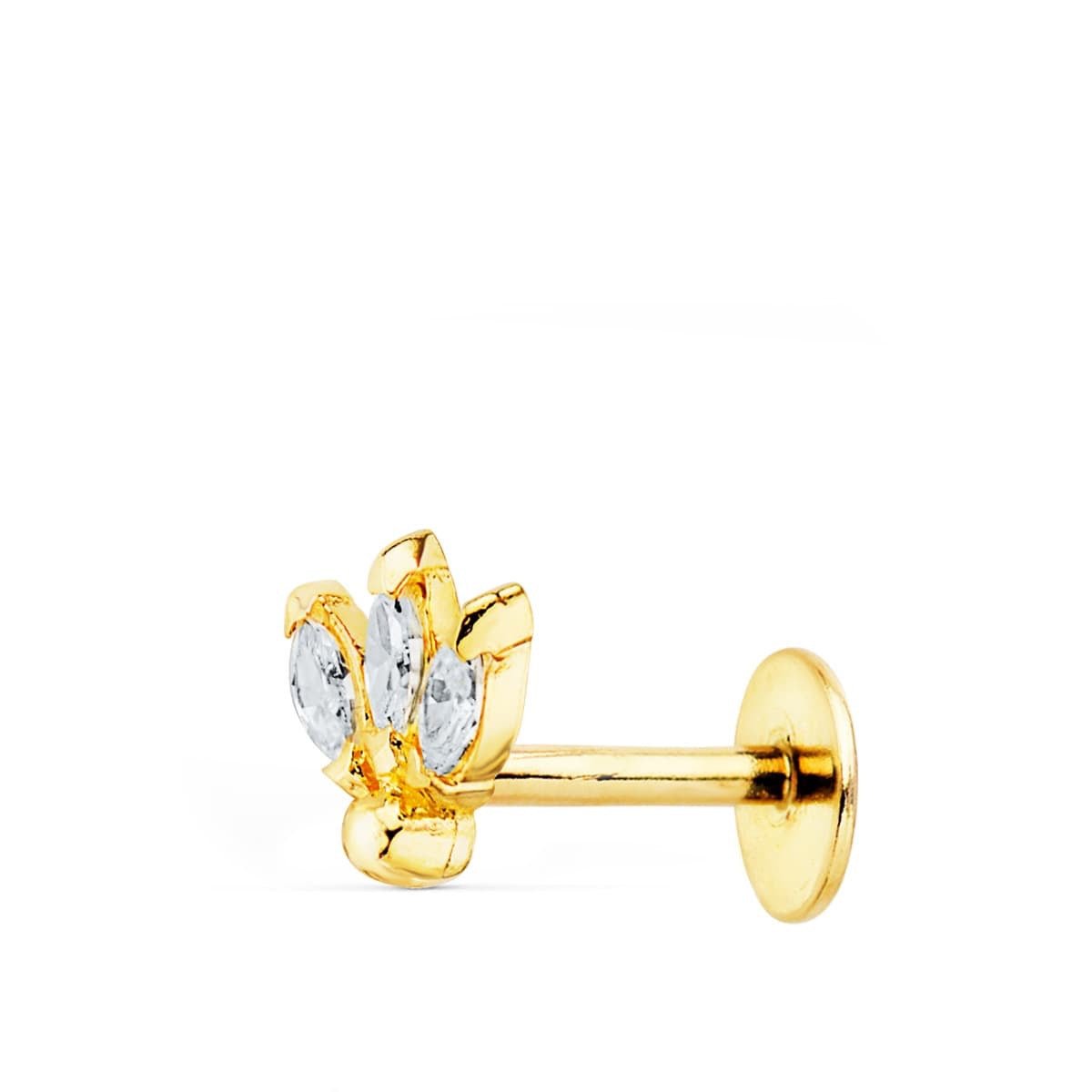 Piercing 3 zircon serti griffe épi , OR 18K. - PARADOXE